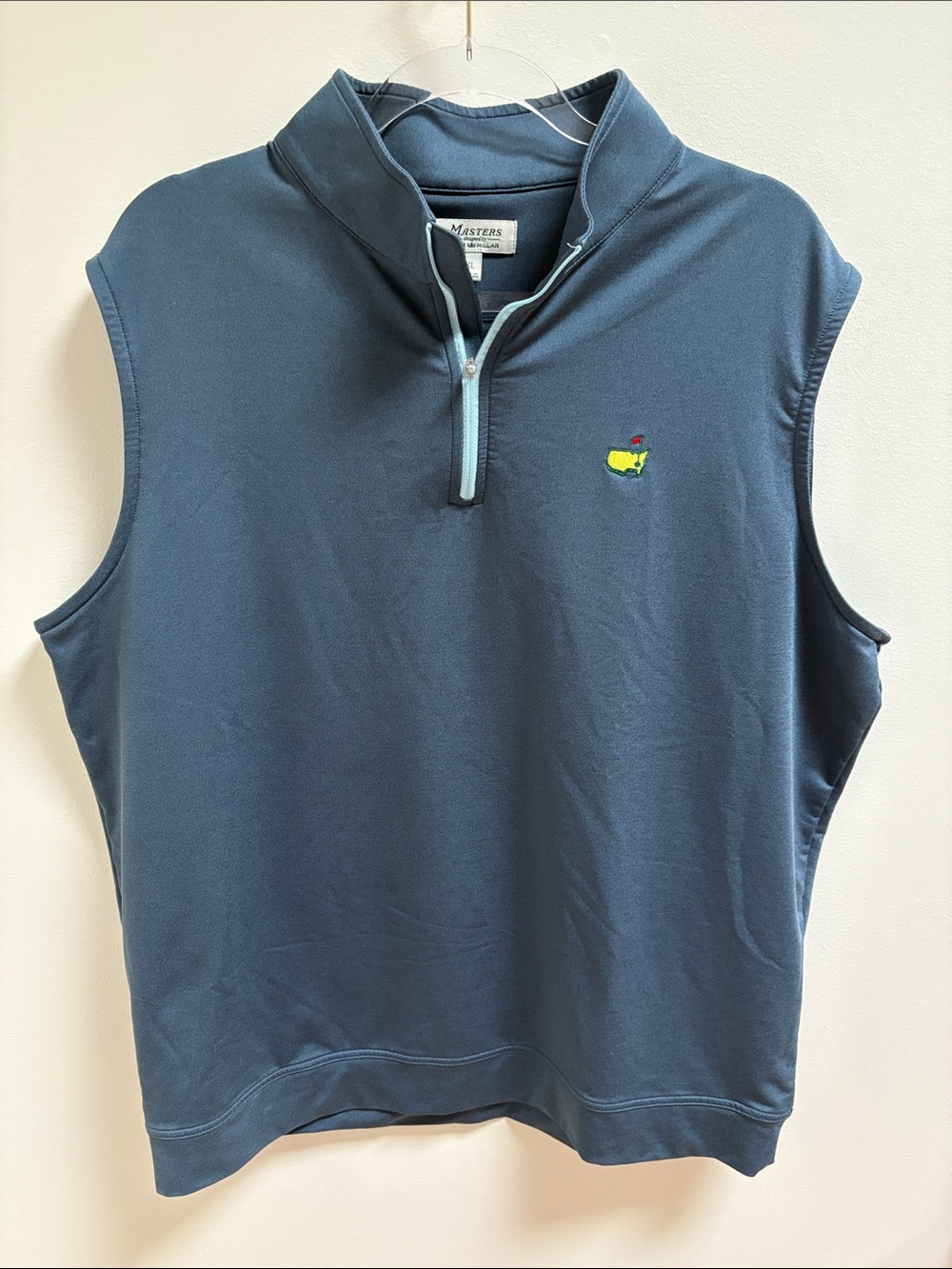Masters Peter Millar Sleeveless Quarter-Zip Vest in Slate Blue